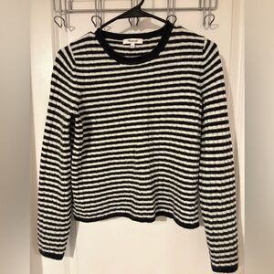 Madewell Colette Sweater In Leamore Stripe Black White Medium Size